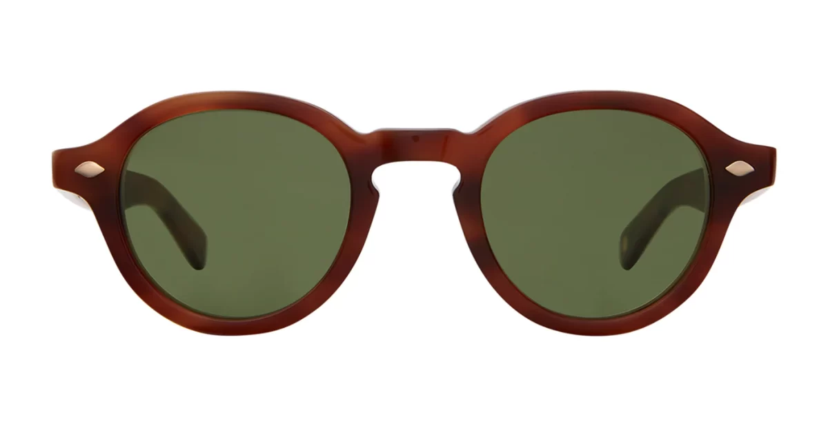 Garrett Leight Flipper Sun- Vintage Burnt Tortoise/Semi-Flat Pure Green - Image 1