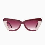 Valley Lafayette Sunglasses - in Burgundy Light Tan Splice w. Gold Metal / Rose Gradient Lens